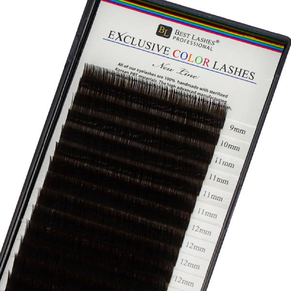 Tmavo hnedé mihalnice mix dľžok C, 0,20 X 9-14 mm - 16 radov